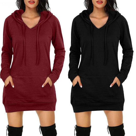 Medium Length Hooded Dress Sleeve Women