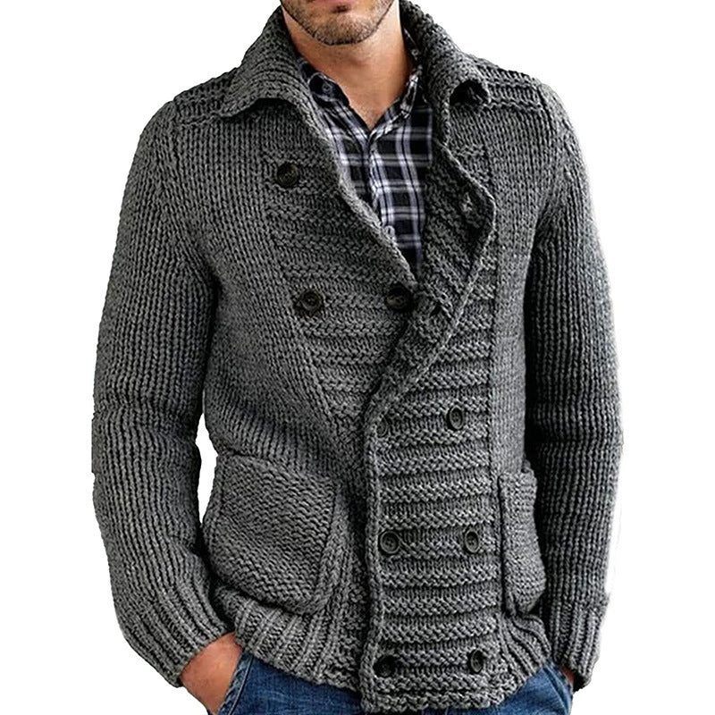 Men's Sweater Solid Color Lapel Cardigan Jacket