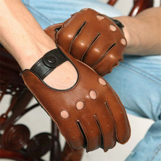 Men's Leather Driving Touch Screen Gloves