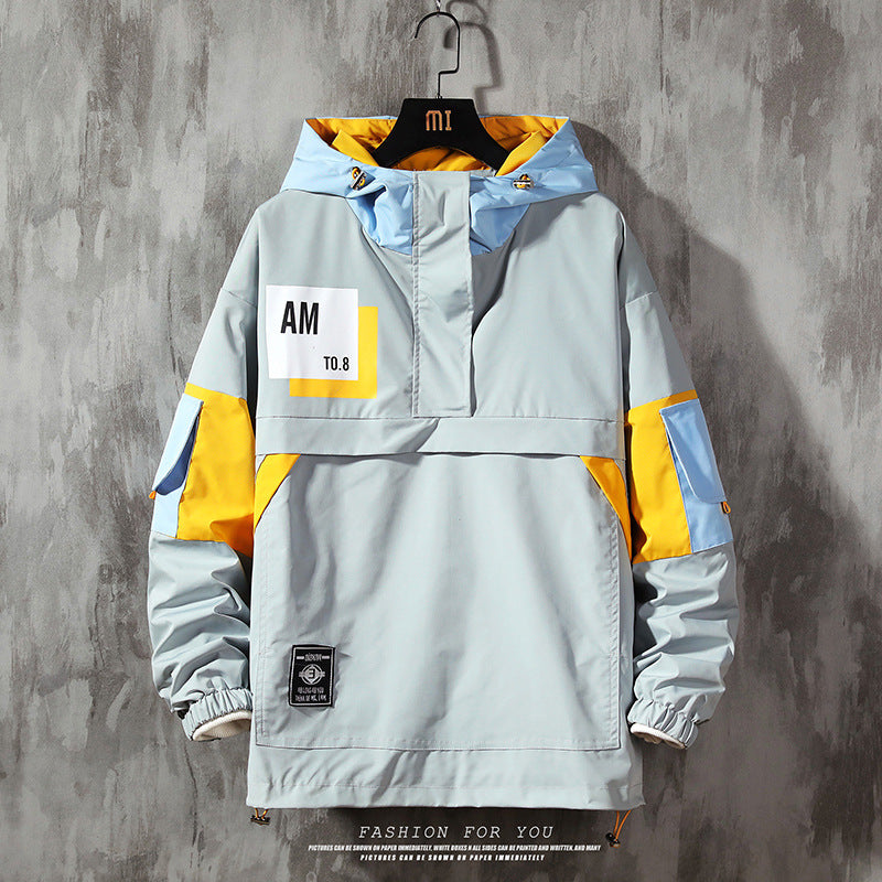 Men's Color Block Hooded Jacket