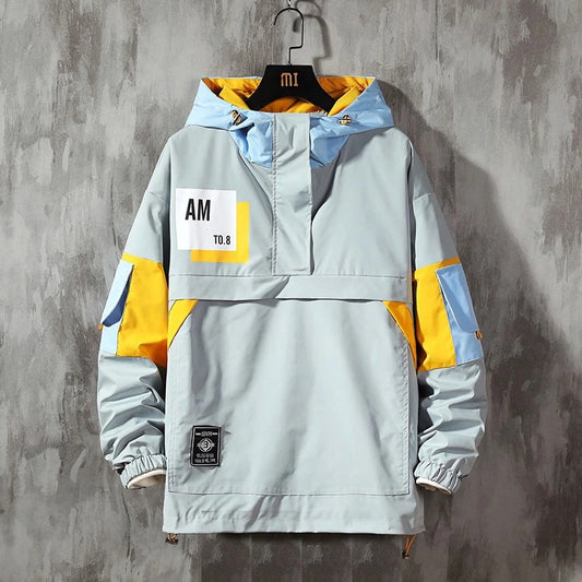 Men's Color Block Hooded Jacket