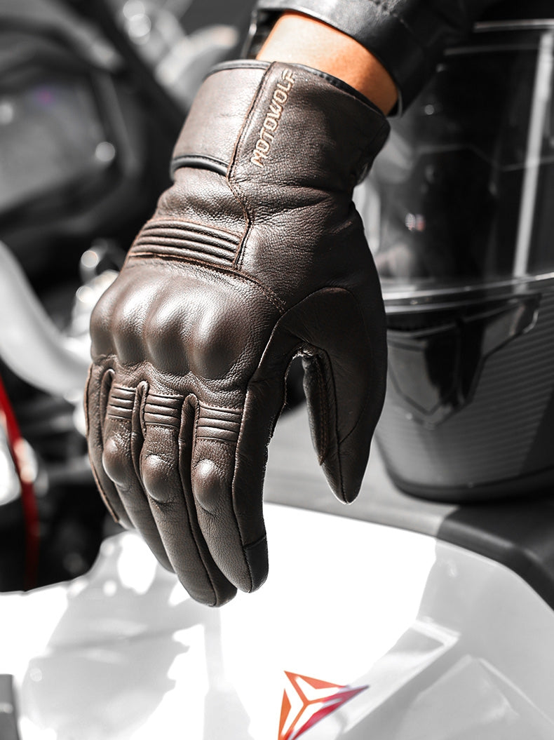 Men Winter Motorcycle Leather Gloves