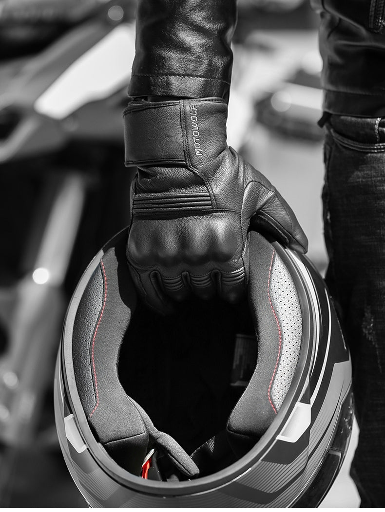 Men Winter Motorcycle Leather Gloves