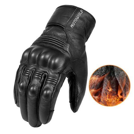 Men Winter Motorcycle Leather Gloves