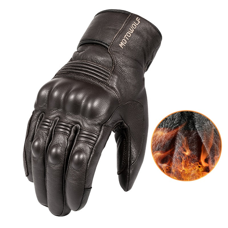 Men Winter Motorcycle Leather Gloves