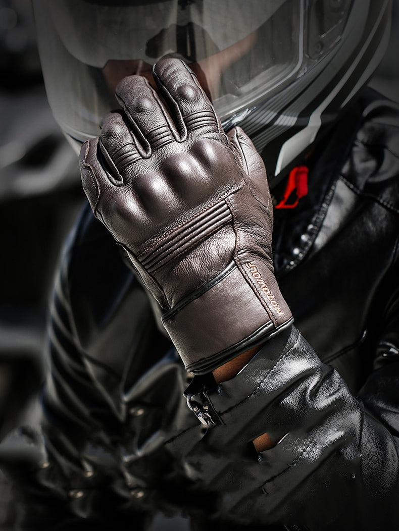 Men Winter Motorcycle Leather Gloves