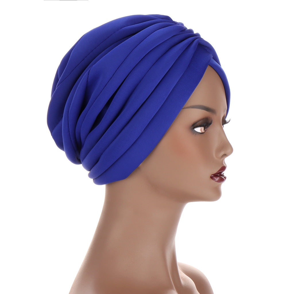 New Headwraps Hats For Women Solid Twist Ruffle Cotton Caps Beanies Turban