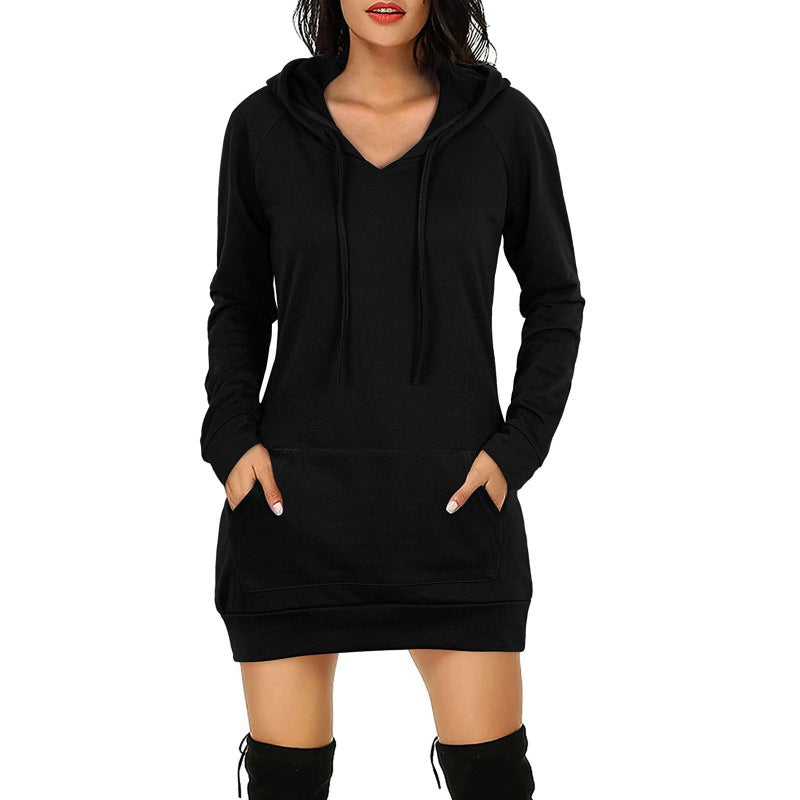 Medium Length Hooded Dress Sleeve Women