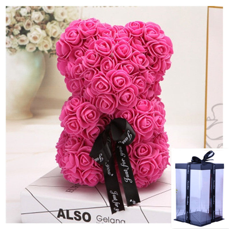 Rose Bear Eternal Flower PE Foam Bear 25cm Valentine's Day Gift