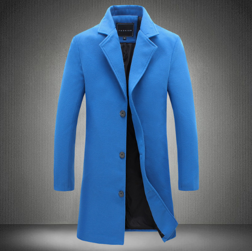 Autumn / Winter Men Solid Color Casual Business Woolen Coat