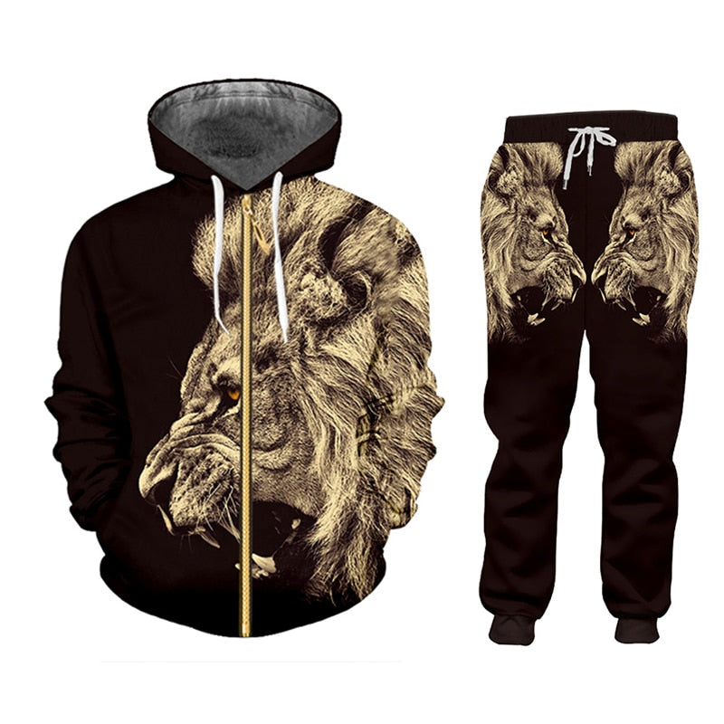 Casual Men's Tracksuit Hoodie Pants 3D Image