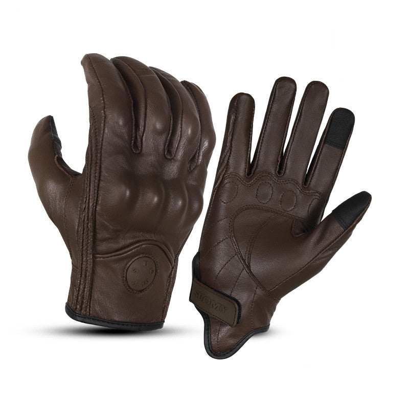 Motorcycle Riding Leather Anti-drop Gloves With Touch Screen Finger