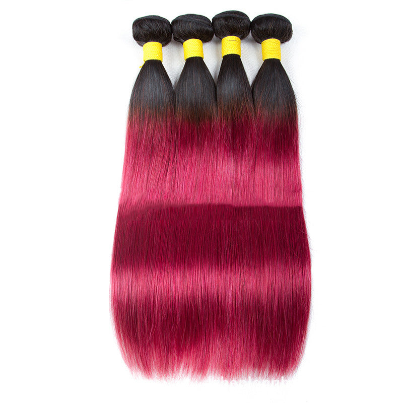 Gradient real hair wig