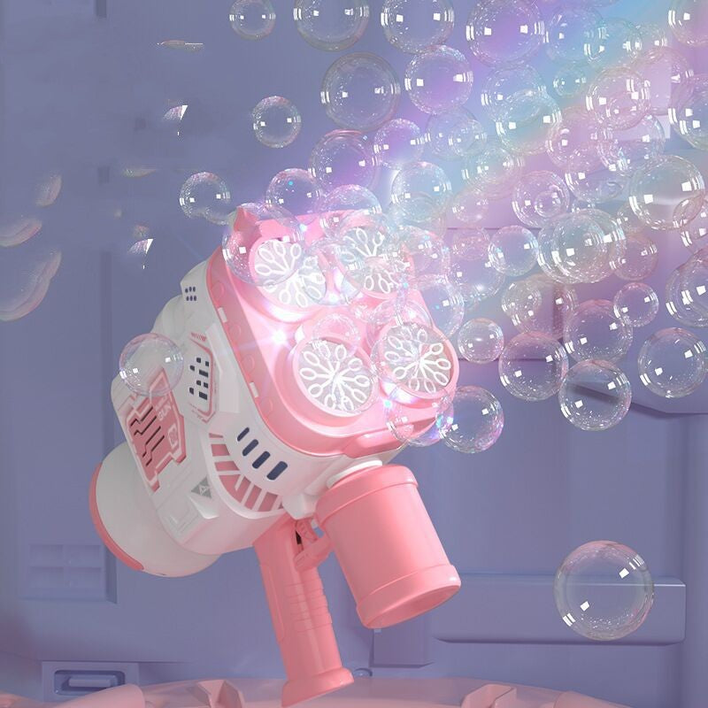 Bubble Gun Rocket Soap Bubble Machine Electric With LED Lights