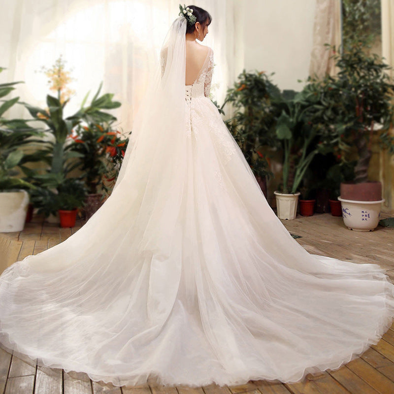 Wedding dress new bride trailing word spring and summer wedding dress tail thin