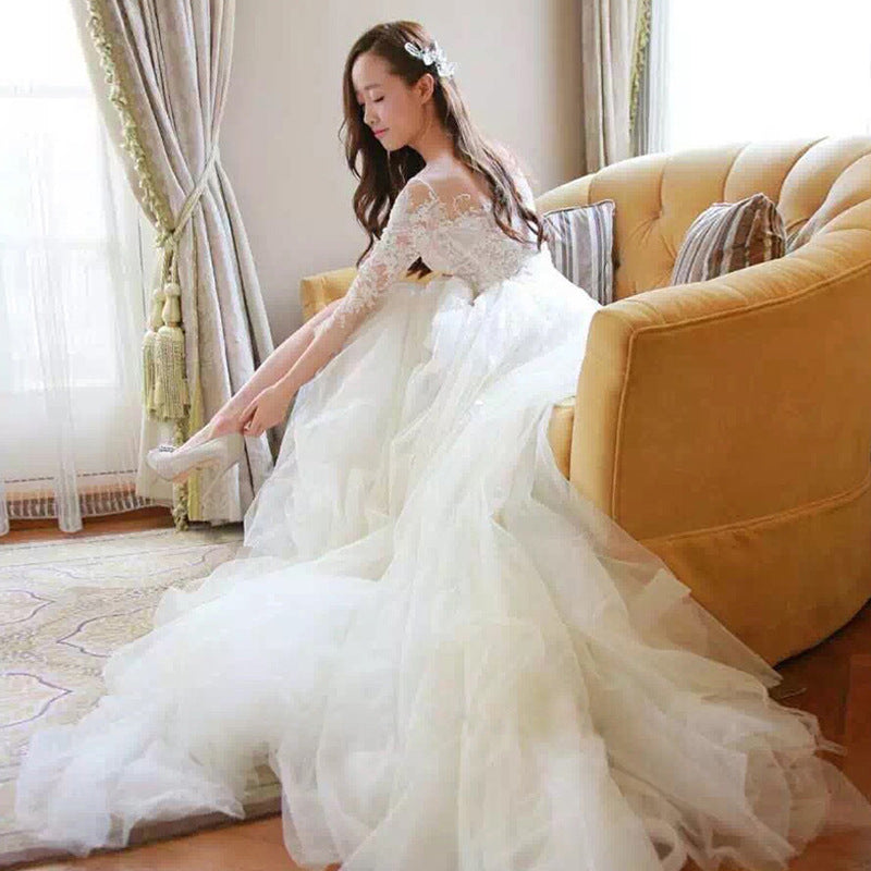 Wedding dress new bride trailing word spring and summer wedding dress tail thin