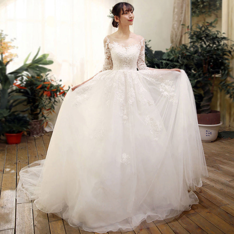 Wedding dress new bride trailing word spring and summer wedding dress tail thin