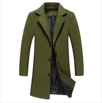 Autumn / Winter Men Solid Color Casual Business Woolen Coat