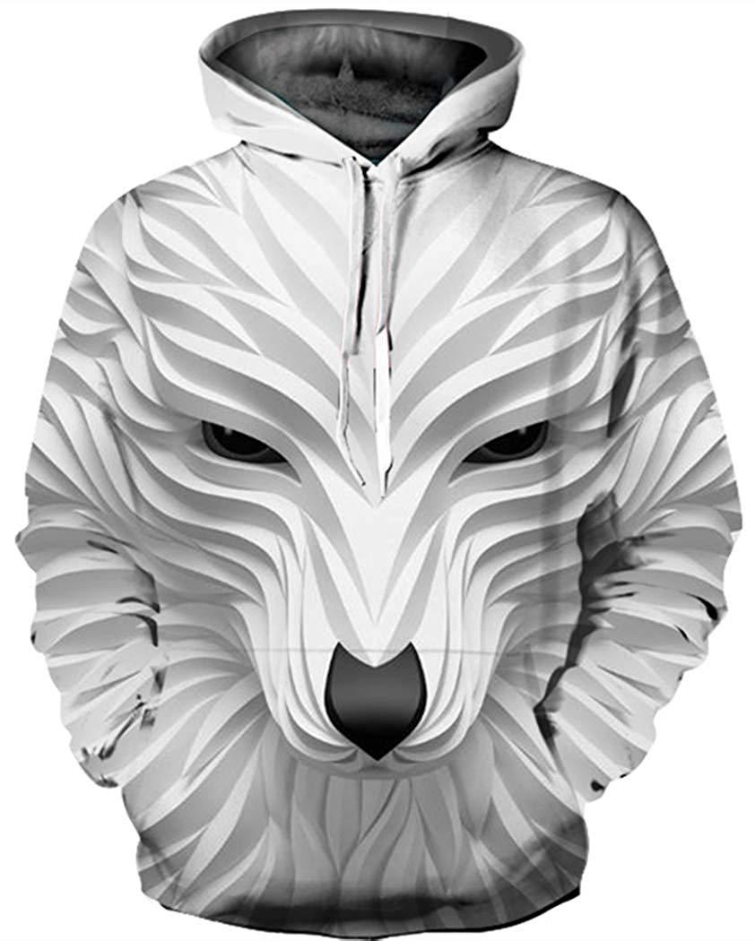 Long Sleeve Hoodies Men Casual Pullovers Hooded Animal 3D Printed Streetwear