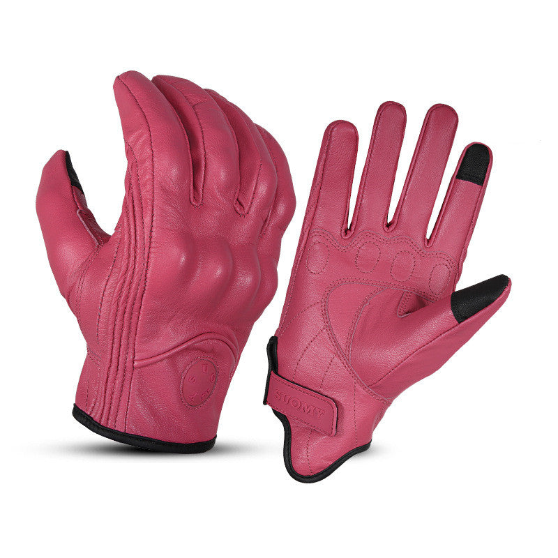 Motorcycle Riding Leather Anti-drop Gloves With Touch Screen Finger