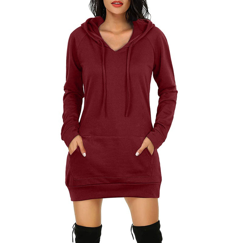 Medium Length Hooded Dress Sleeve Women