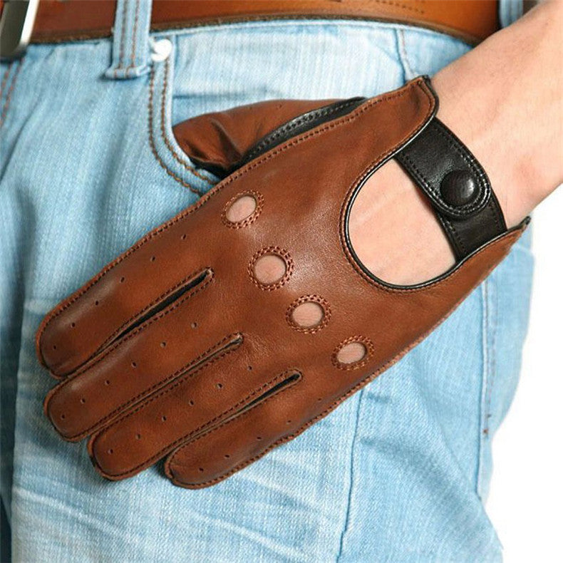 Men's Leather Driving Touch Screen Gloves