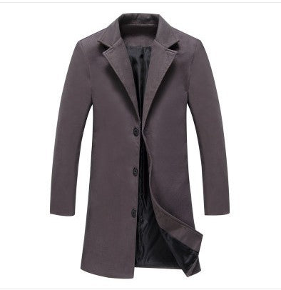 Autumn / Winter Men Solid Color Casual Business Woolen Coat