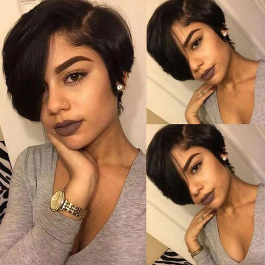 Fashion Pixie Cut Wig Lace Human Hair