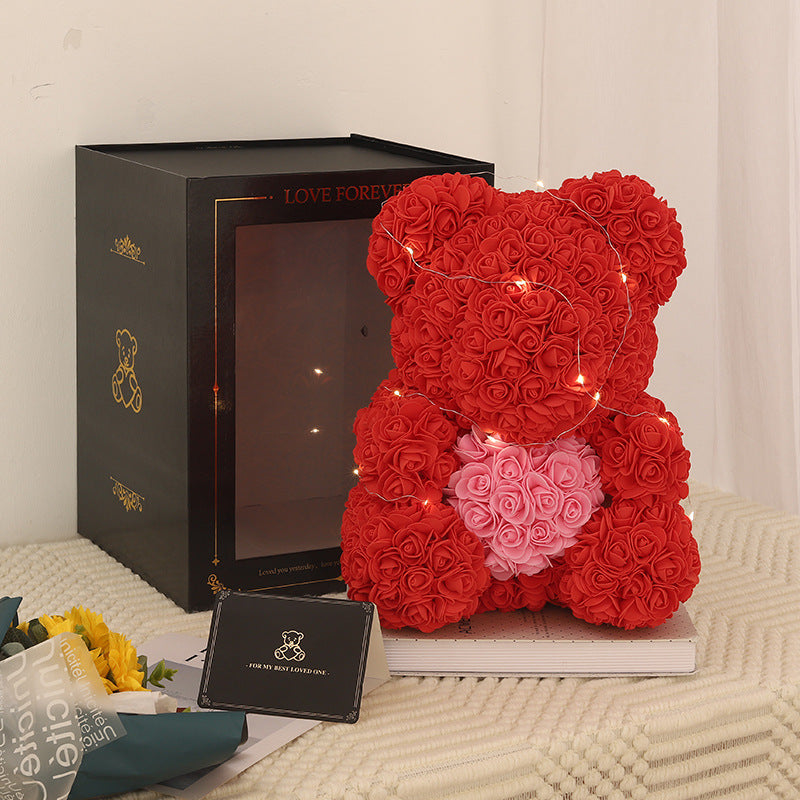 Rose Bear Eternal Flower PE Foam Bear 25cm Valentine's Day Gift