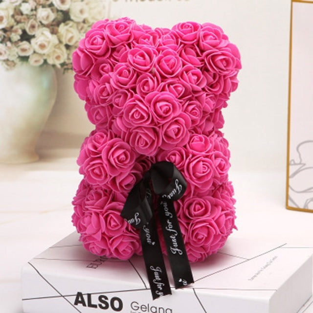 Rose Bear Eternal Flower PE Foam Bear 25cm Valentine's Day Gift