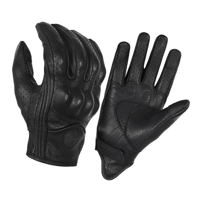 Motorcycle Riding Leather Anti-drop Gloves With Touch Screen Finger