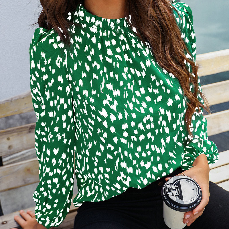 Half-high Collar Long Sleeves Pullover Temperament Commute Top Shirt For Women