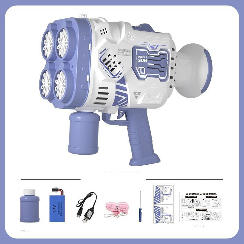 Bubble Gun Rocket Soap Bubble Machine Electric With LED Lights