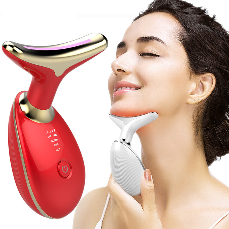 EMS Thermal Neck Lifting And Tighten Massager Electric Microcurrent Wrinkle Remover LED Photon Face Beauty Device