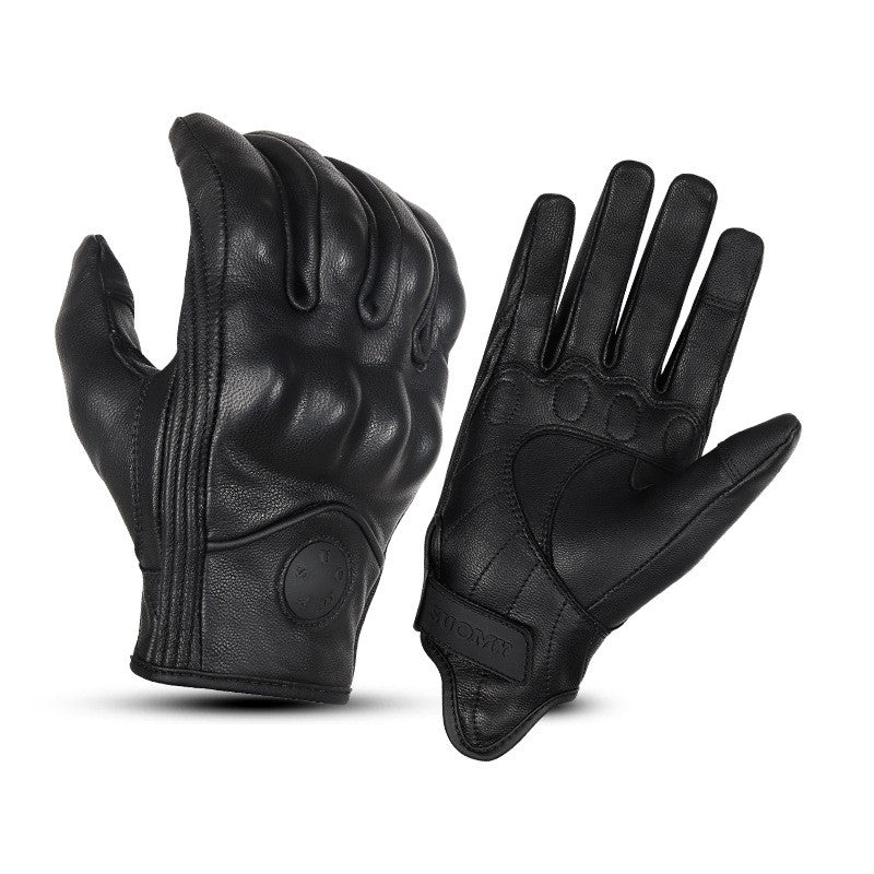 Motorcycle Riding Leather Anti-drop Gloves With Touch Screen Finger